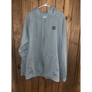 Under Armour Sweatshirt Mens XXL Blue Green Zip Jacket Loose Coldgear Hoodie